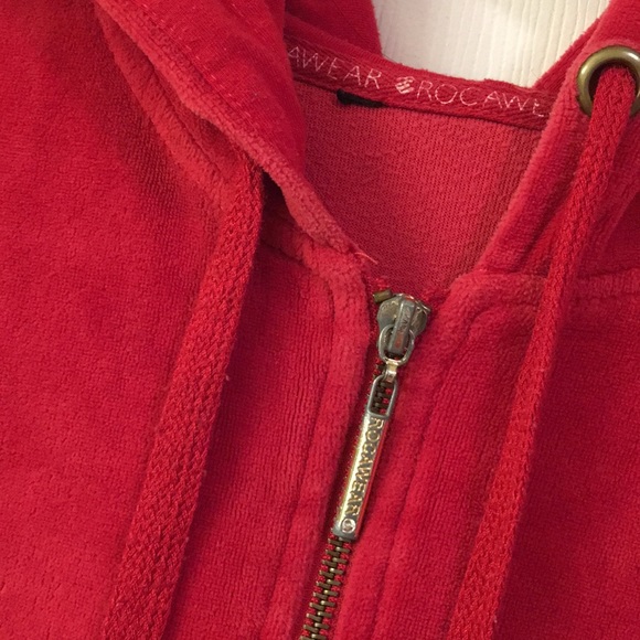Rocawear Y2K Red crop velour jacket hoodie size small - Picture 4 of 8